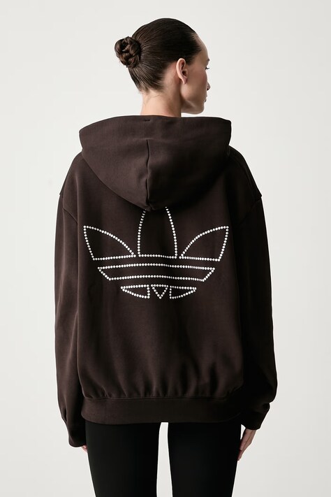 adidas Originals Bluza z kapturem damska z bawełną brązowa KT4668