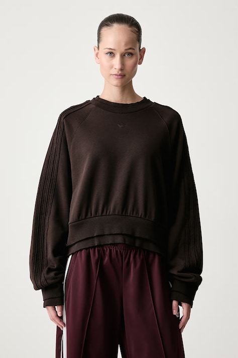 adidas Originals Bluza damska bawełniana Winterized Double brązowa KT2329