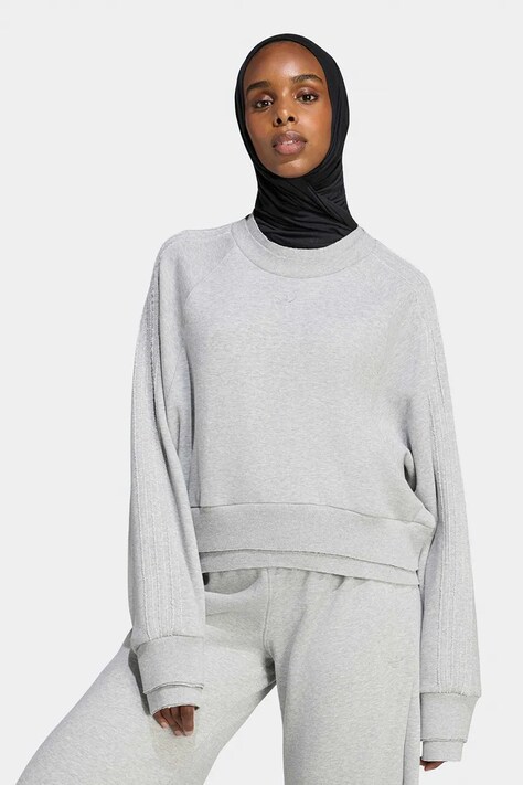 adidas Originals Bluza damska bawełniana Winterized Double szara KT2328