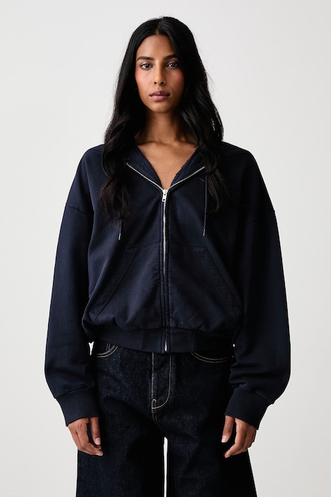 MM6 Maison Margiela Bluza rozpinana z kapturem bawełniana damska granatowa S52HG0045-M25025