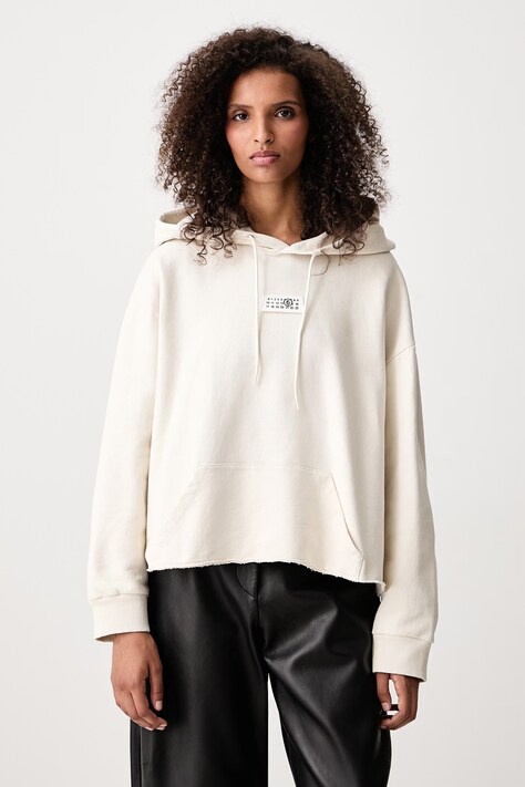 MM6 Maison Margiela Bluza z kapturem bawełniana damska beżowa S52GU0235-M25025