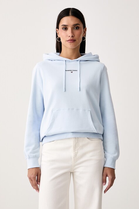 Tommy Jeans Bluza z kapturem damska bawełniana niebieska DW0DW23537