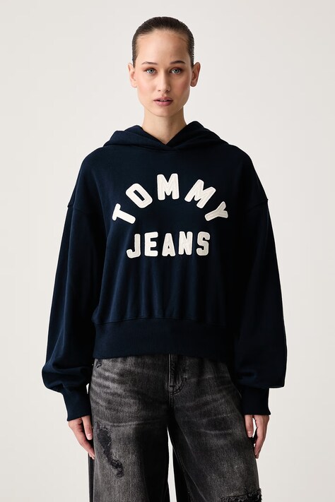 Tommy Jeans Felpa con cappuccio da donna con cotone blu navy DW0DW23455