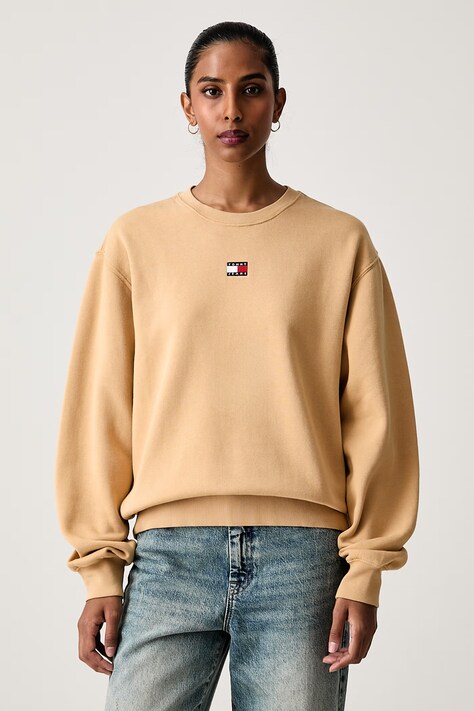 Tommy Jeans Bluza damska z bawełną brązowa DW0DW23297