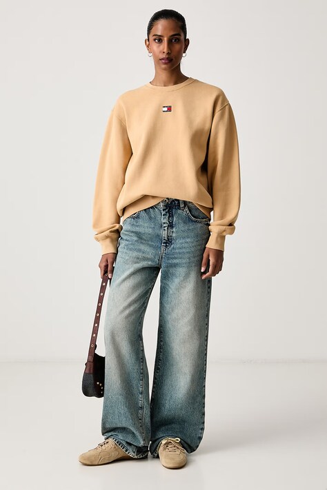 Tommy Jeans Bluza damska z bawełną brązowa DW0DW23297
