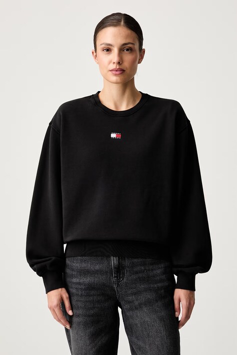 Tommy Jeans pulover ženski z bombažem črn DW0DW23297