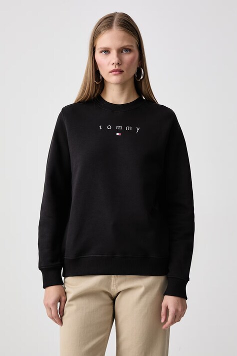 Tommy Jeans Μπλούζα γυναικεία βαμβακερή μαύρη DW0DW23403