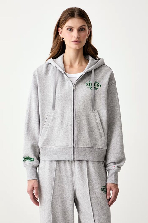 Tommy Hilfiger Mikina s kapucí dámská s bavlnou šedá WW0WW51596