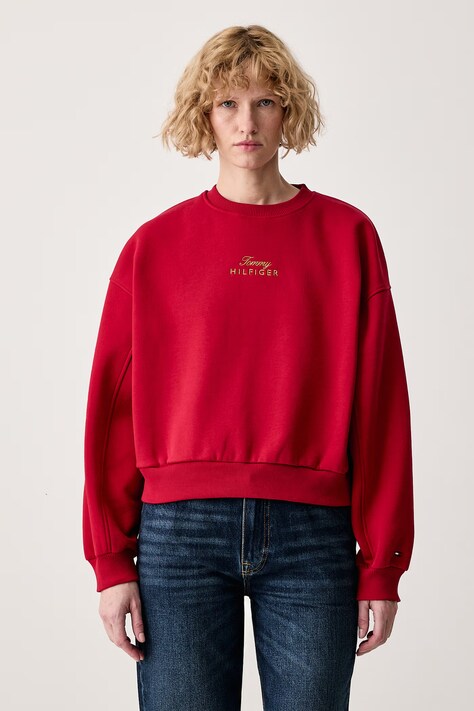 Tommy Hilfiger Dukserica za žene s pamukom crvena WW0WW51724