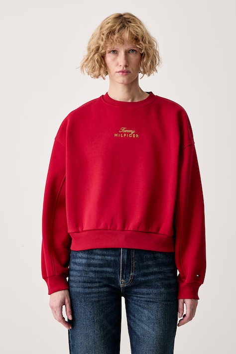 Tommy Hilfiger Dukserica za žene s pamukom crvena WW0WW51724