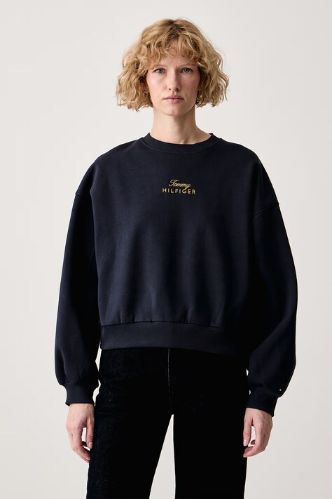 Tommy Hilfiger Dukserica za žene s pamukom mornarsko plava WW0WW51724