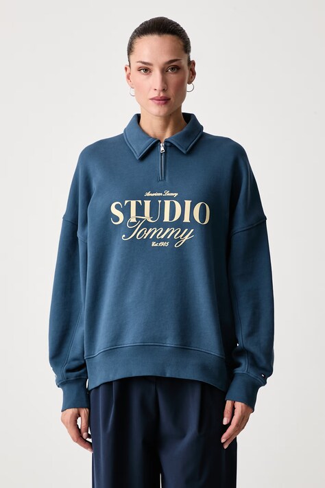 Tommy Hilfiger Суичър дамски от памук син WW0WW51595