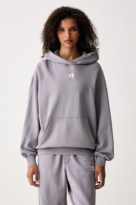 Calvin Klein Jeans Mikina s kapucňou dámska s bavlnou sivá LV047H223G