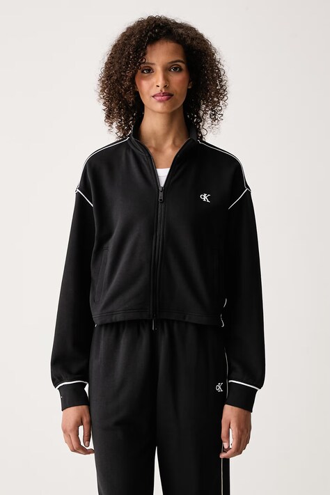 Calvin Klein Jeans Mikina na zips dámska s bavlnou čierna LV047H217G