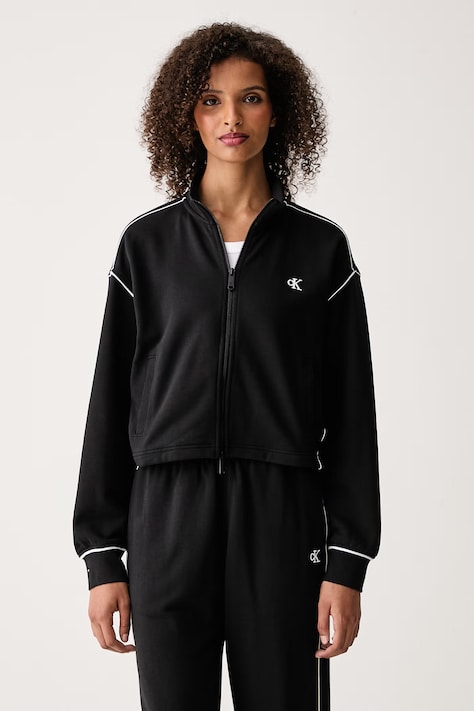 Calvin Klein Jeans Mikina na zips dámska s bavlnou čierna LV047H217G