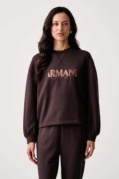 Armani Exchange Pulover ženski z viskozo rjav XW002397 AF13397