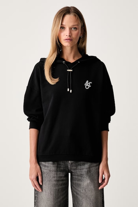 Liu Jo bluza z kapturem damska bawełniana czarna TF6070 FS091