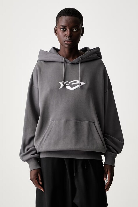 Y-3 LIQUID LG FT HD bluza z kapturem bawełniana damska szara KZ0841