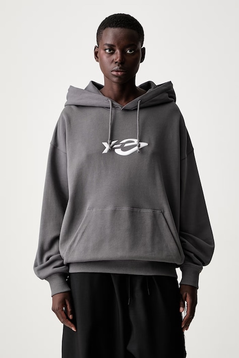 Y-3 LIQUID LG FT HD bluza z kapturem bawełniana damska szara KZ0841