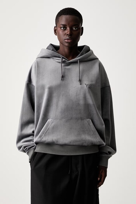 Y-3 VC HOODIE bluza z kapturem welurowa damska szara KU2196