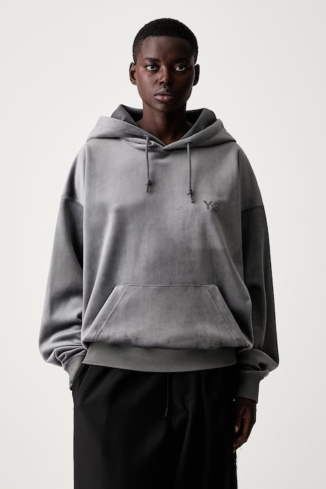 Y-3 VC HOODIE bluza z kapturem welurowa damska szara KU2196