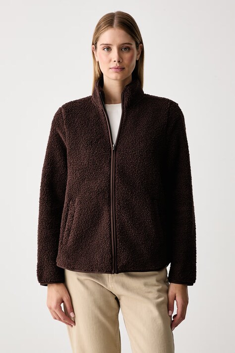 Skechers Bluza polarowa damska SKECH-SHERPA JACKET brązowa JA218
