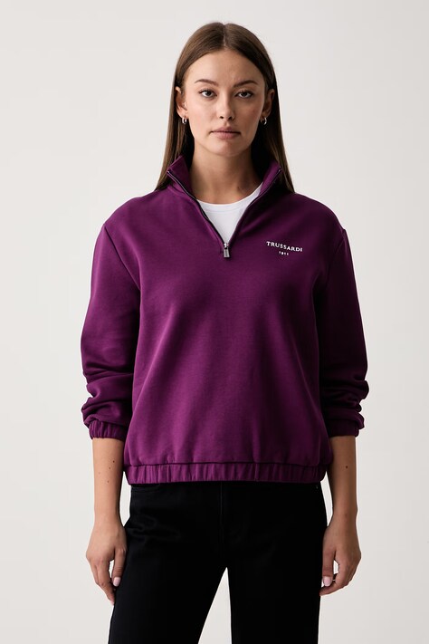 Trussardi bluza damska z bawełną fioletowa G8096000295N