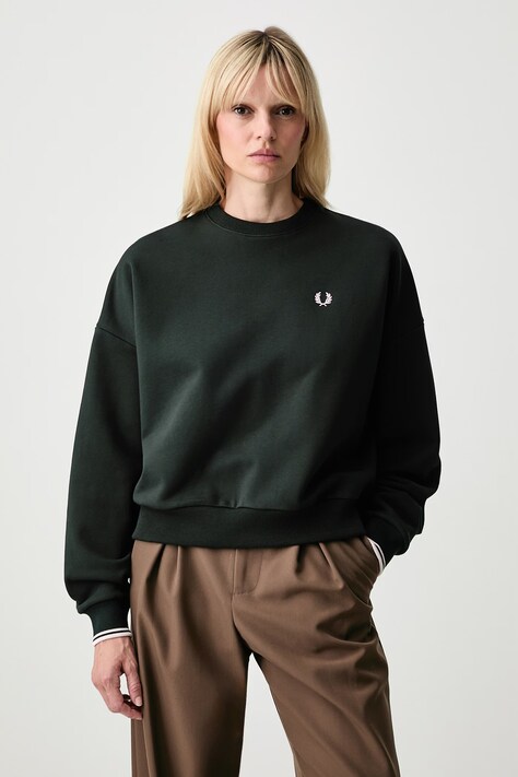 Fred Perry bluza oversize damska bawełniana zielona G1148