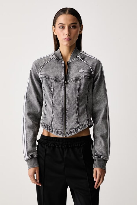 adidas Originals Кофта на застёжке для женщин из денима Superstar Denim Corset серая LF3779
