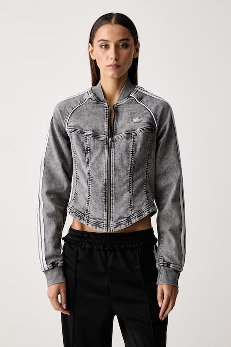 adidas Originals Mikina na zips dámska rifľová Superstar Denim Corset sivá LF3779