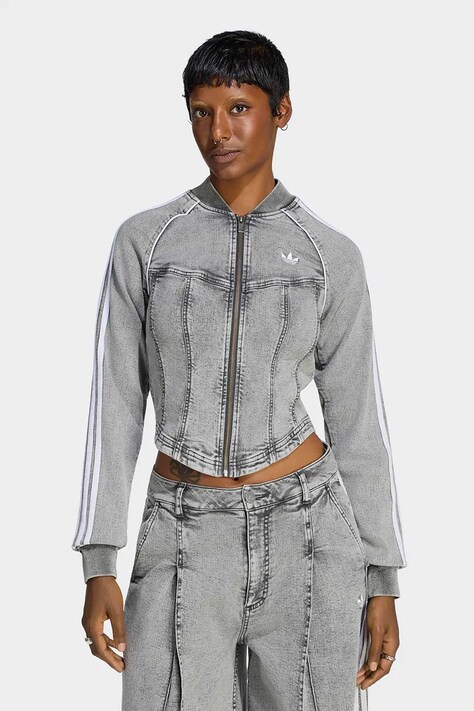 adidas Originals Bluza rozpinana damska jeansowa Superstar Denim Corset szara LF3779
