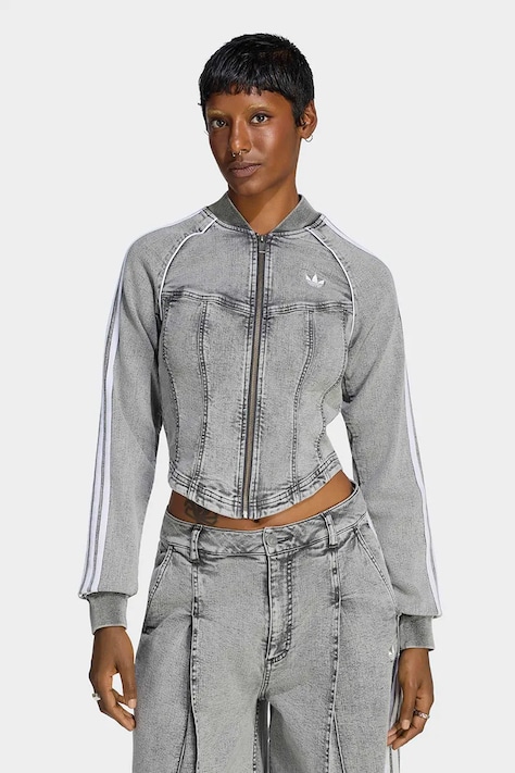 adidas Originals Bluza rozpinana damska jeansowa Superstar Denim Corset szara LF3779