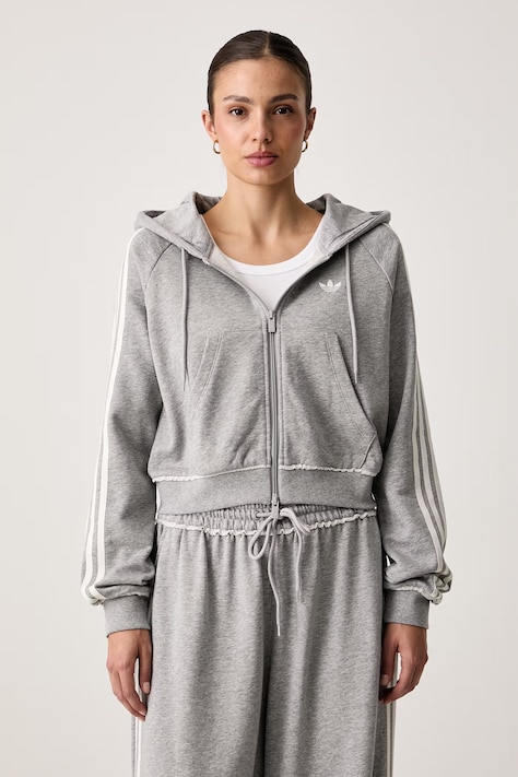 adidas Originals Bluza rozpinana z kapturem damska bawełniana szara LE8319