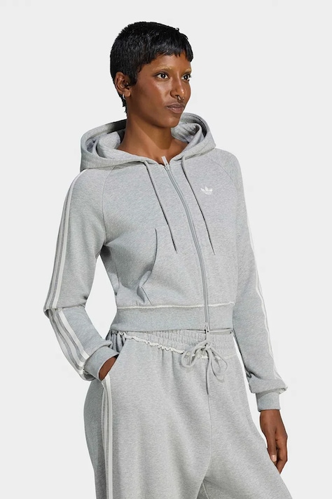 adidas Originals Bluza rozpinana z kapturem damska bawełniana szara LE8319