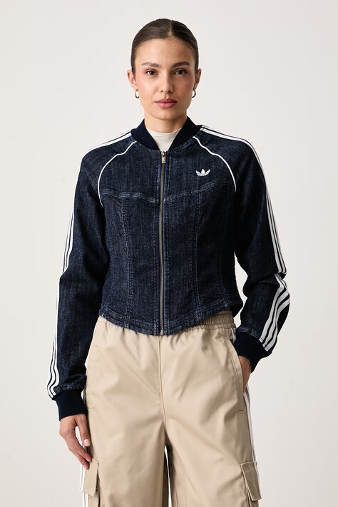 adidas Originals Hanorac cu fermoar pentru femei din denim Superstar Denim bleumarin LE8299