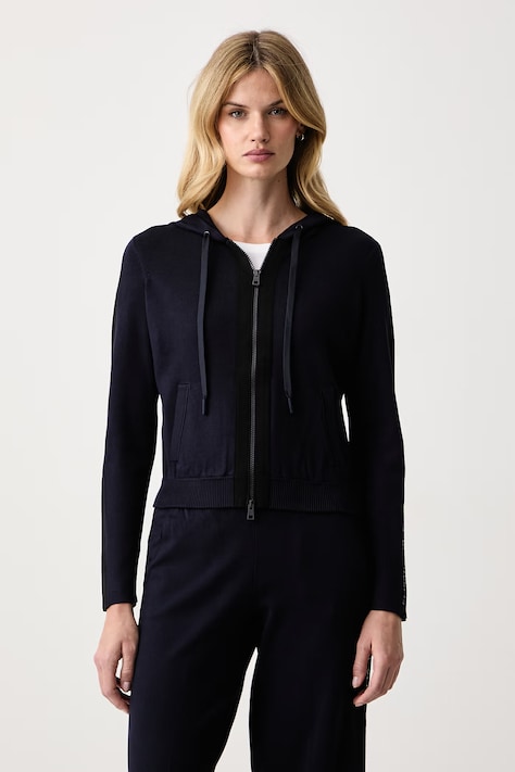 Elisabetta Franchi Bluza rozpinana z kapturem damska z wiskozą granatowa MK15S66E2