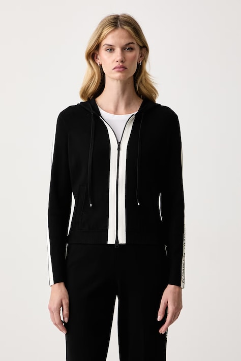 Elisabetta Franchi Bluza rozpinana z kapturem damska z wiskozą czarna MK15S66E2