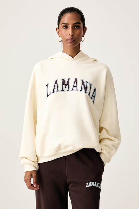 La Mania Bluza z kapturem damska z bawełną LOS beżowa LOS