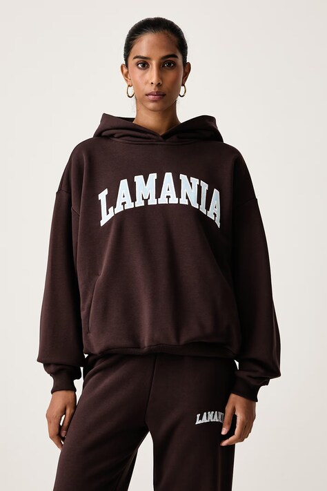 La Mania Bluza z kapturem damska z bawełną LOS brązowa LOS