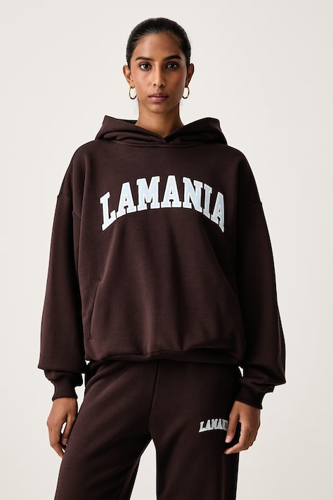 La Mania Bluza z kapturem damska z bawełną LOS brązowa LOS