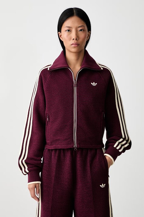 adidas Originals Firebird bluza rozpinana z bawełną damska bordowa KR9607