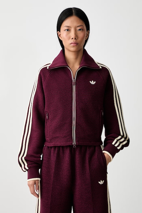 adidas Originals Firebird rozepínací mikina s bavlnou dámská burgundská KR9607