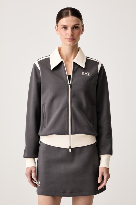EA7 Emporio Armani bluza rozpinana damska z bawełną szara AF25623.7W001328