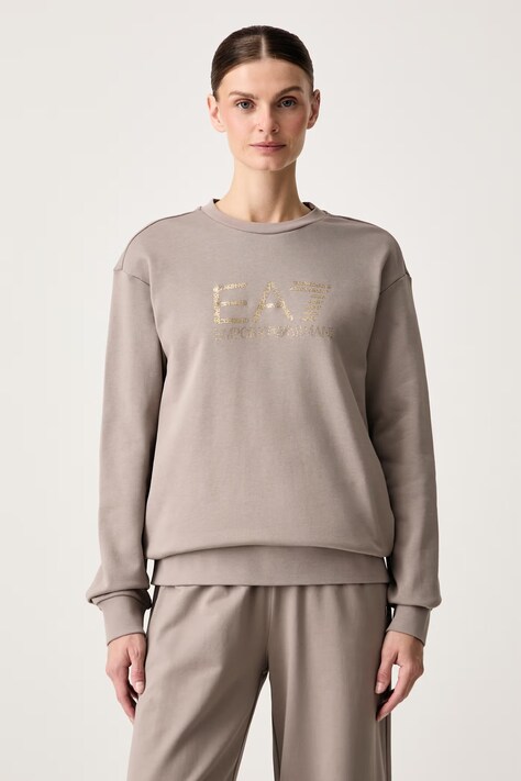 EA7 Emporio Armani bluza damska z bawełną beżowa AF12473.7W001366