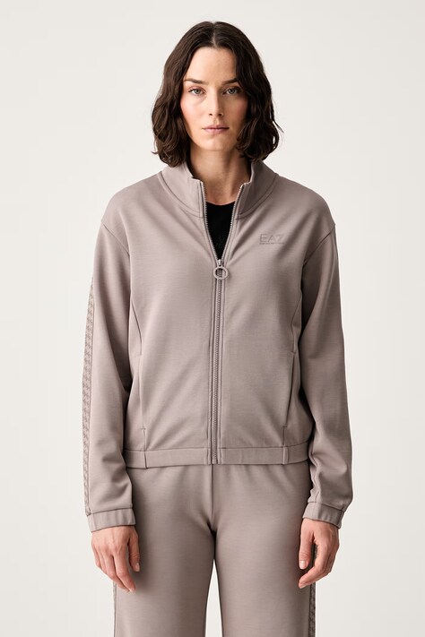 EA7 Emporio Armani bluza rozpinana z kapturem damska brązowa AF12501.7W001381