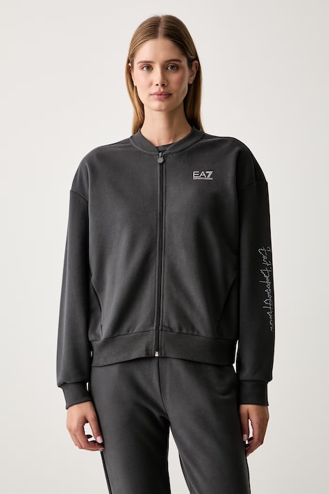 EA7 Emporio Armani bluza rozpinana damska z bawełną szara AF20758.7W001401