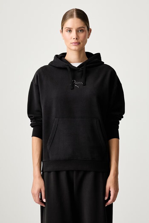 Puma bluza z kapturem damska z bawełną Essentials czarna 694136