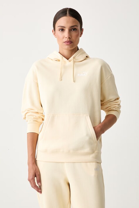 Puma bluza z kapturem damska z bawełną Essentials żółta 682397