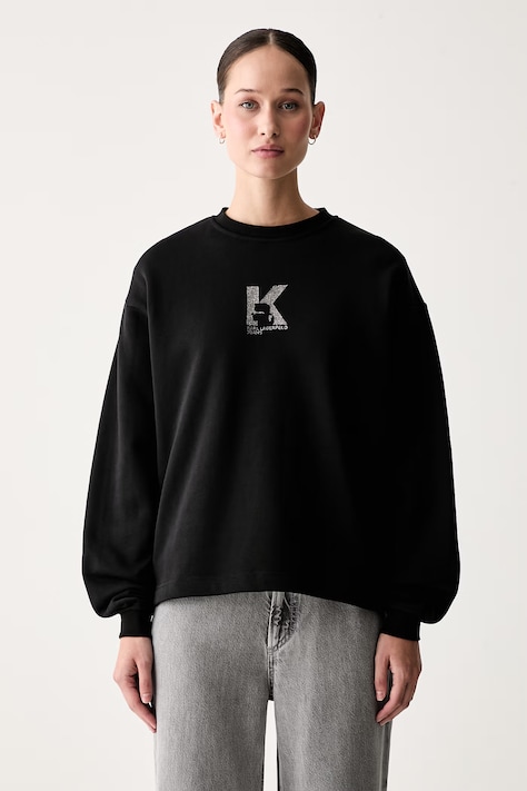 Karl Lagerfeld Jeans dukserica za žene od pamuka crna B3W20044