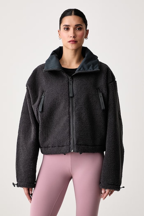 adidas by Stella McCartney Prijelazna jakna za žene s flisom crna KR6226
